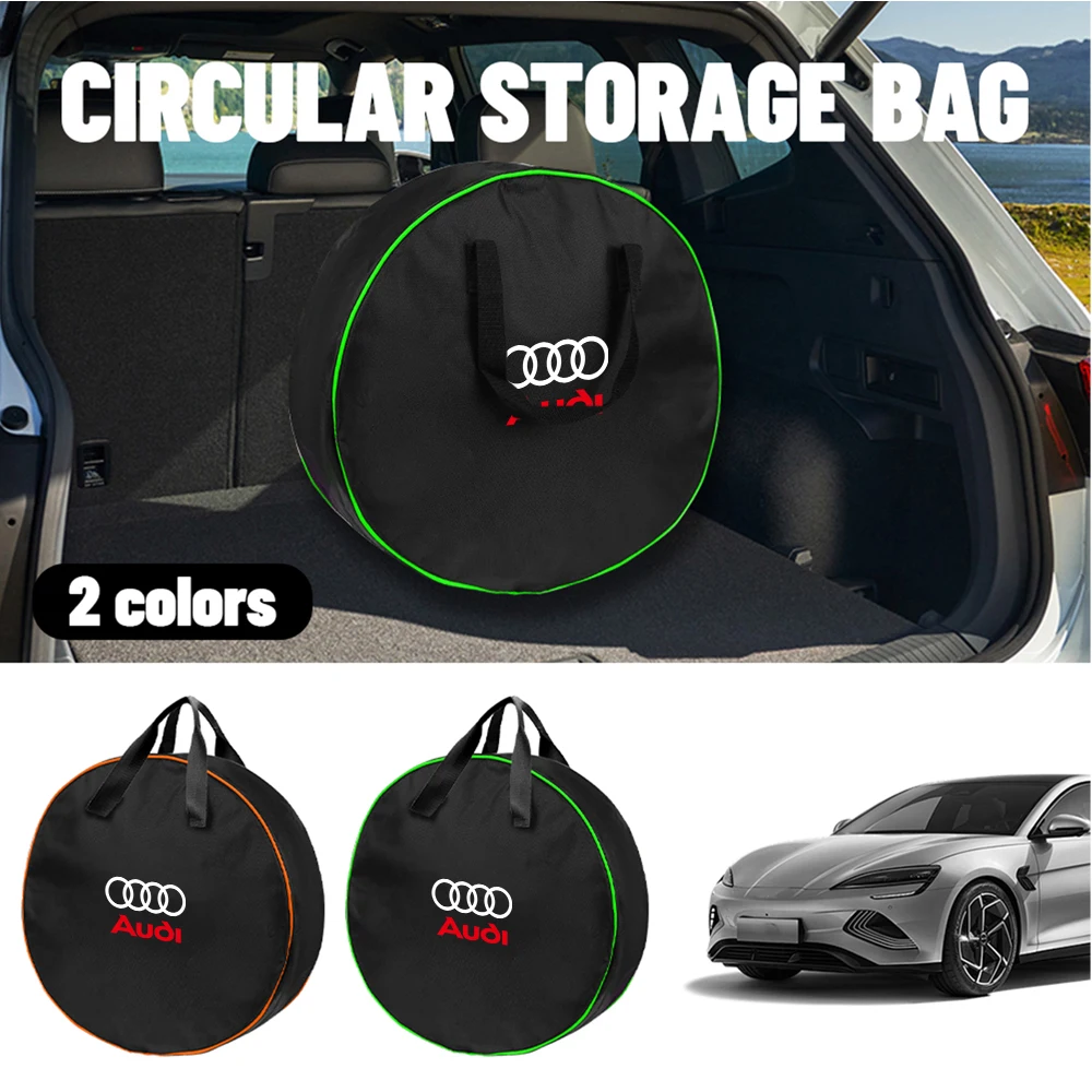 Car Charging Cable Storage Carry Bag Round Charger Cables Carry Bag for Audi Sline A3 8P 8L 8V A4 B8 B6 B7 B9 A6 C6 C7 S5 A7 A5