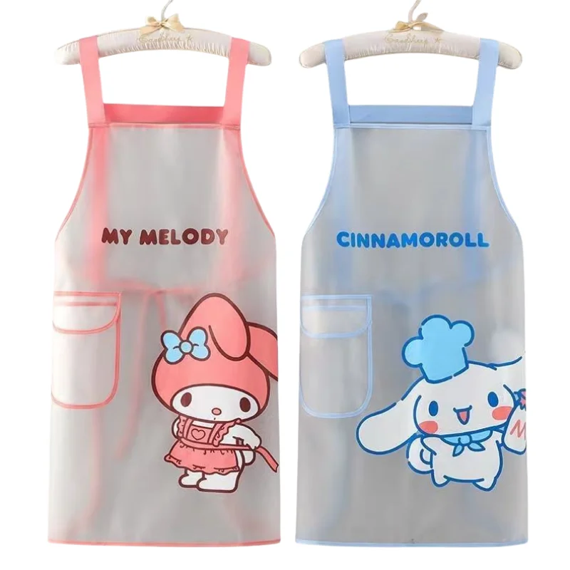 Sanrio cartoon apron My melody cute anime work clothes transparent TPU waterproof and oil-proof kitchen work clothes no wash