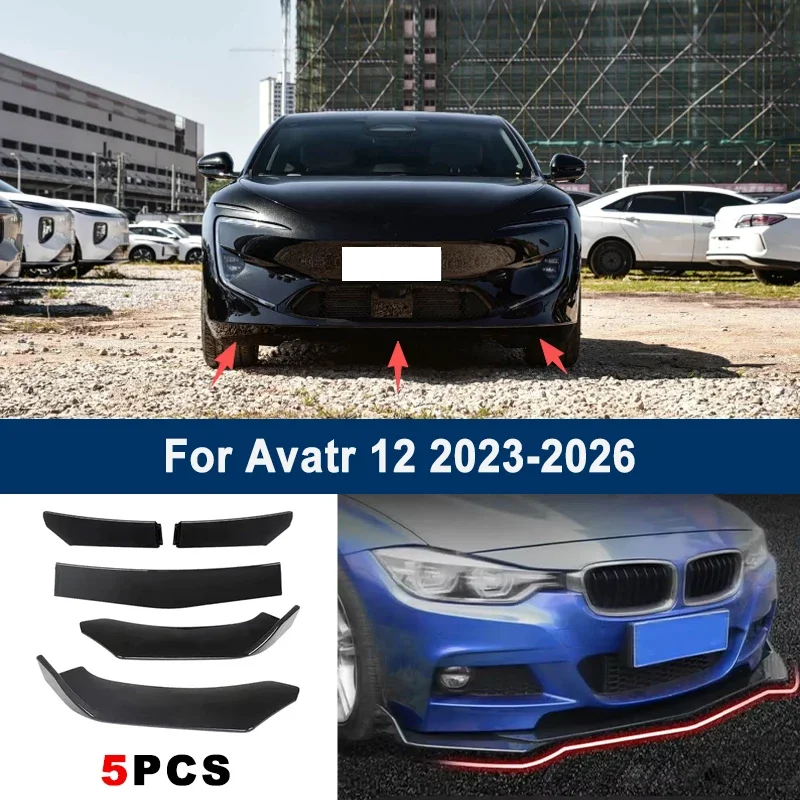 

Adjustable 5Pcs Sectional Front Spoiler Lip For Avatr 12 2023-2026 Front Bumper Splitter Car Exterior Sport Body Kit