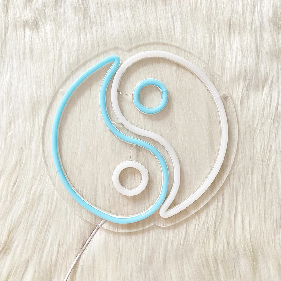 음양 네온사인, LED 태극 아이콘, USB 전원, 방, 집, 게임룸 및 맨케이브의 예술적 장식에 사용.
