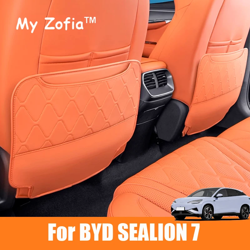 For BYD Sealion 7 Sea Lion 07 EV 2024 2025 Car Seat Car Door Back Anti-kick Protector PU Leather Anti Kick Mat Pad Accessories