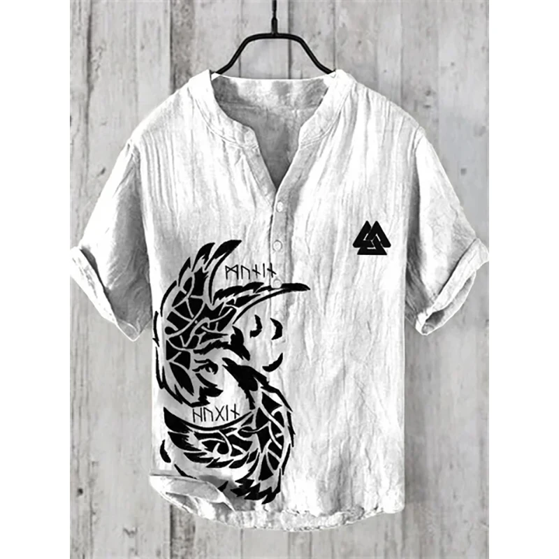 2024 summer men\'s and women\'s shirts  casual fish pattern Hawaiian Retro style printed  v-neck shirts men\'s tops