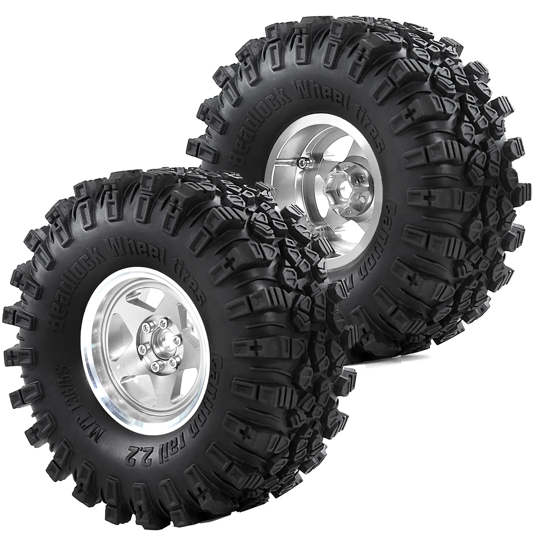 RED SPIDER 4Pcs 2.2 Beadlock Metal Rims & Rubber Mud Tires Assembly 136mm Upgrade Parts For 1/10 RC Crawler Traxxas   Axial SCX1