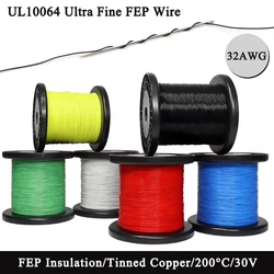 32AWG UL10064 PTFE Wires 5/10/20/30/40/50/100/200/500m Ultra Fine Micro Litz FEP Insulation Tinned Copper Wire for Soldering