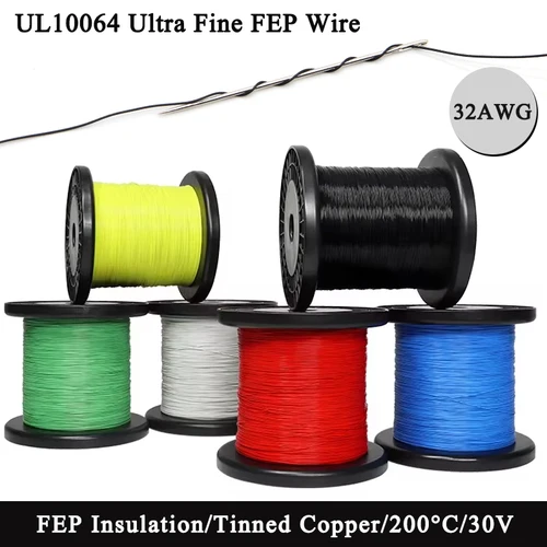 Cables de PTFE UL10064 de 32AWG, alambre de cobre estañado ultrafino, aislamiento FEP, Micro Litz, 5/10/20/30/40/50/100/200/500m