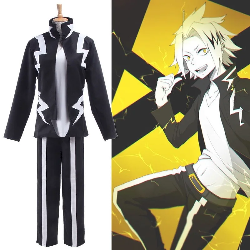 Anime My Hero Academia Cosplay Boku No Hero Academia Denki Kaminari Cosplay Costume School Uniform Men Battle Suit Wig Headwear