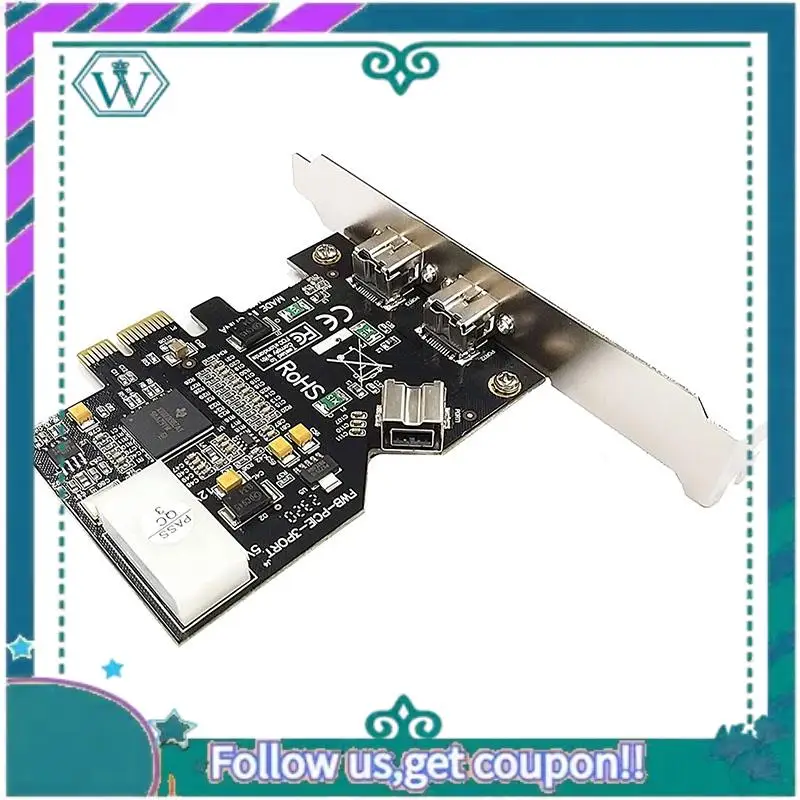 Kartu PCI-E Firewire 800 3 Port Yang Ditingkatkan IEEE External1394b X 2 + Adaptor Kartu Pengontrol Internal 1394B X 1 untuk Win 7/8/10