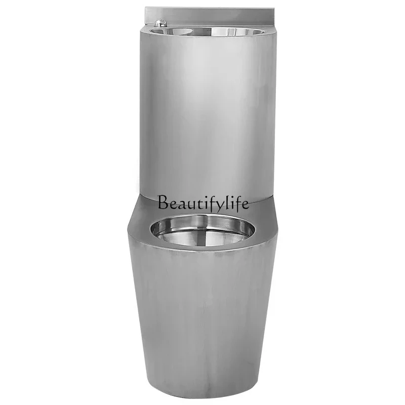 

Stainless steel one-piece toilet toilet with wash basin, prison detention center conversation room toilet