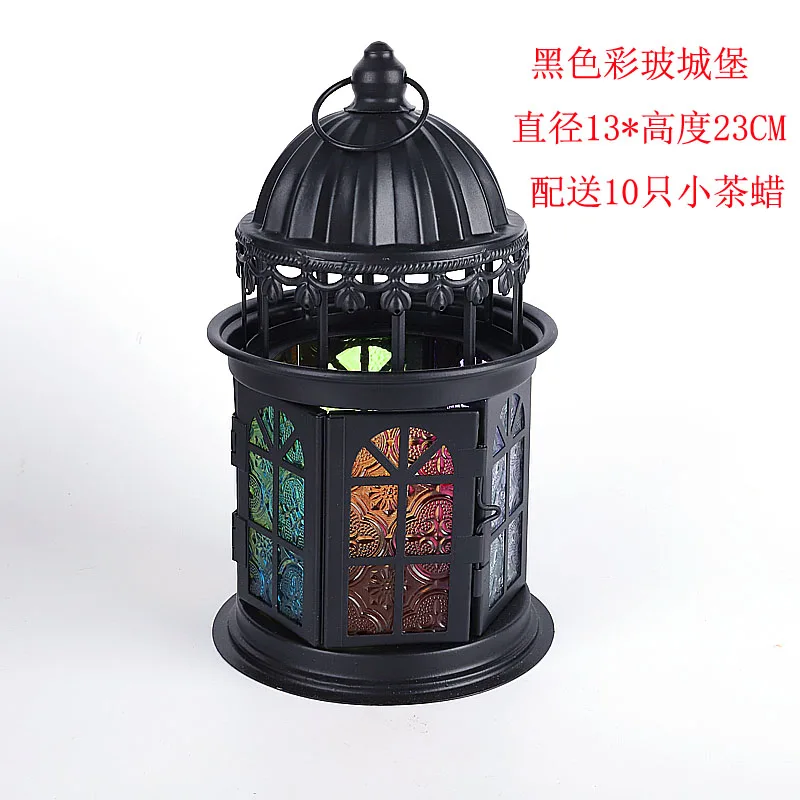 Metal Luxury Candle Holder Vintage Scented Stick Holder Wicks Candle Jars Lid Glass Centro De Mesa Lanterns Home Decoration