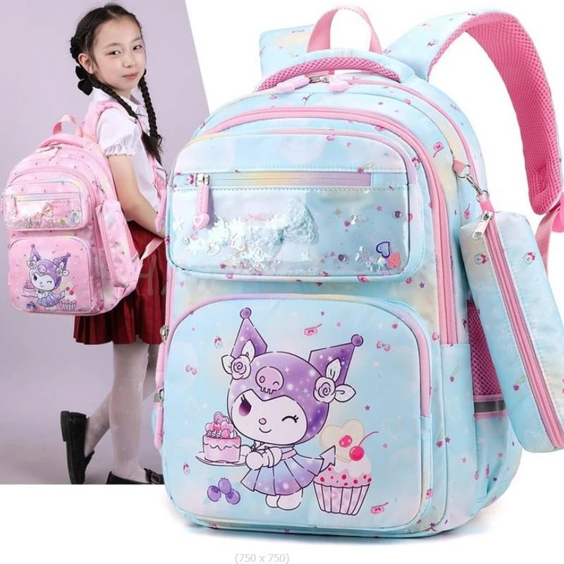 Kuromi-mochilas escolares para niños y niñas, morral grande para estudiantes de secundaria y primaria, encantador