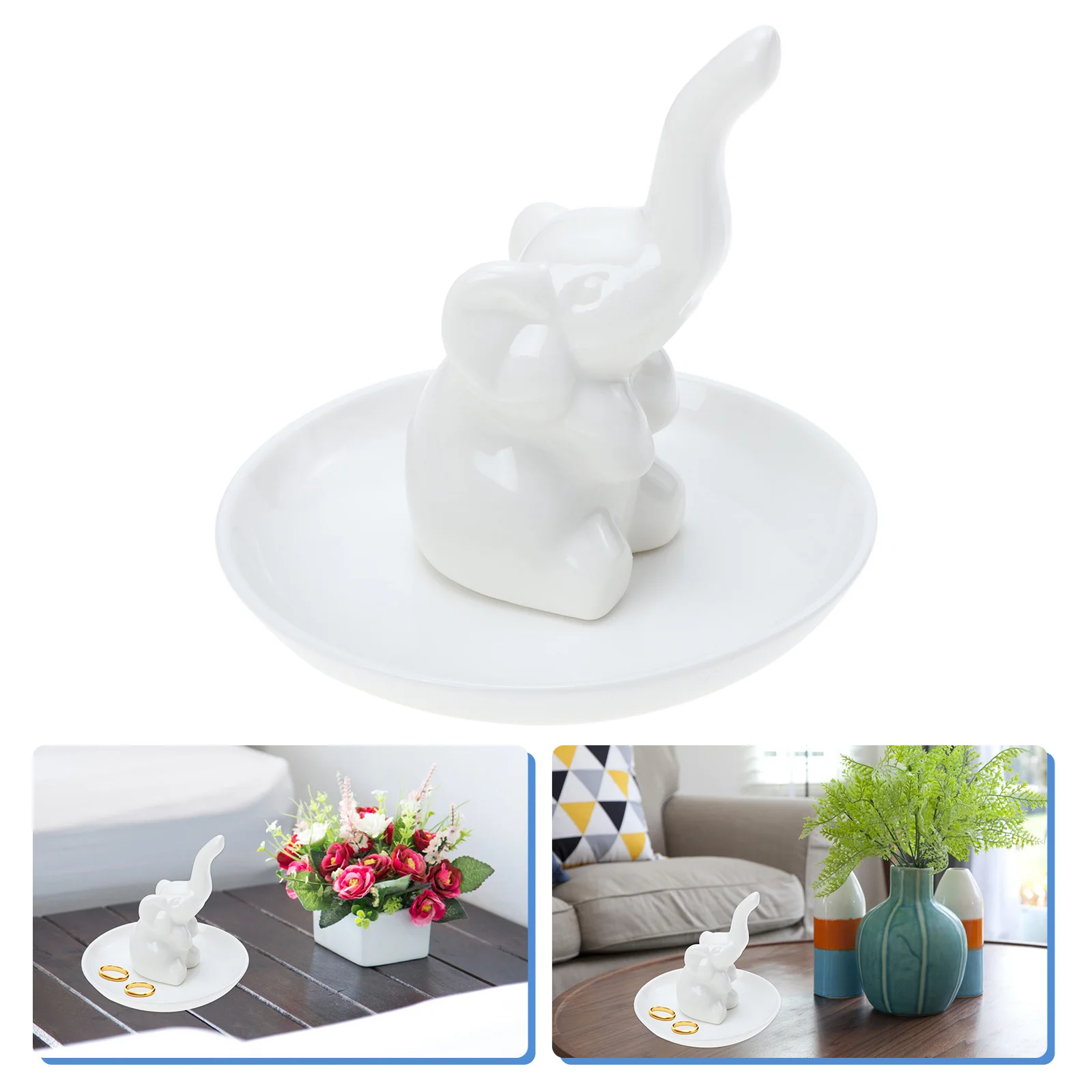 

Ceramic Elephant Jewelry Dish for Women Cactus Shape Ring Holder Tray for Earrings Necklaces Bracelets Jewelry Storage Organizer