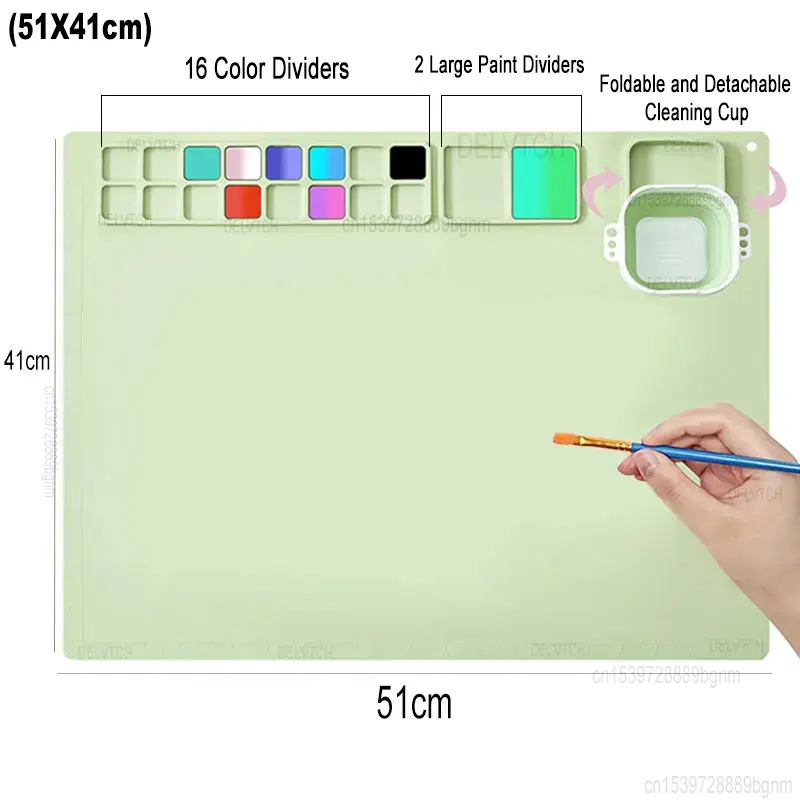 

51x41cm Washable Silicone Painting Mat With Cleaning Cup Pigment Palette Kids Graffiti Art Craft Drawing Pad Soft Blender Board