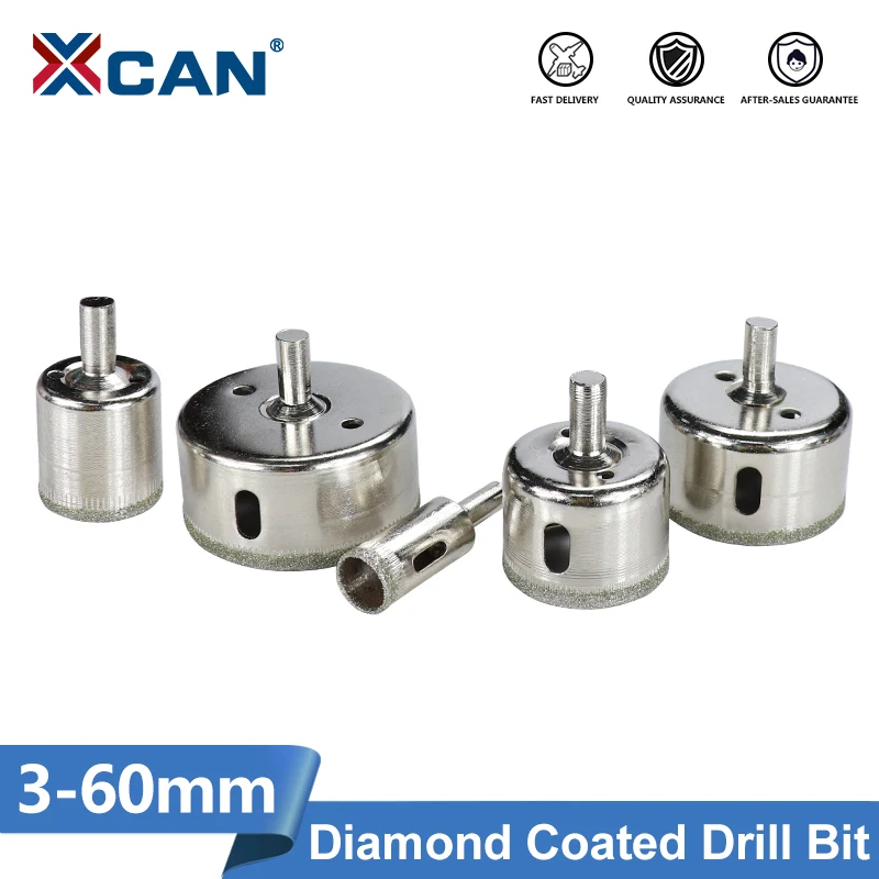 XCAN Drill Bit 3-60mm Diamond Coated Drill Bit Glass Hole Opener for Tile Marble Glass Ceramic Hole Saw Drill Drilling Tools