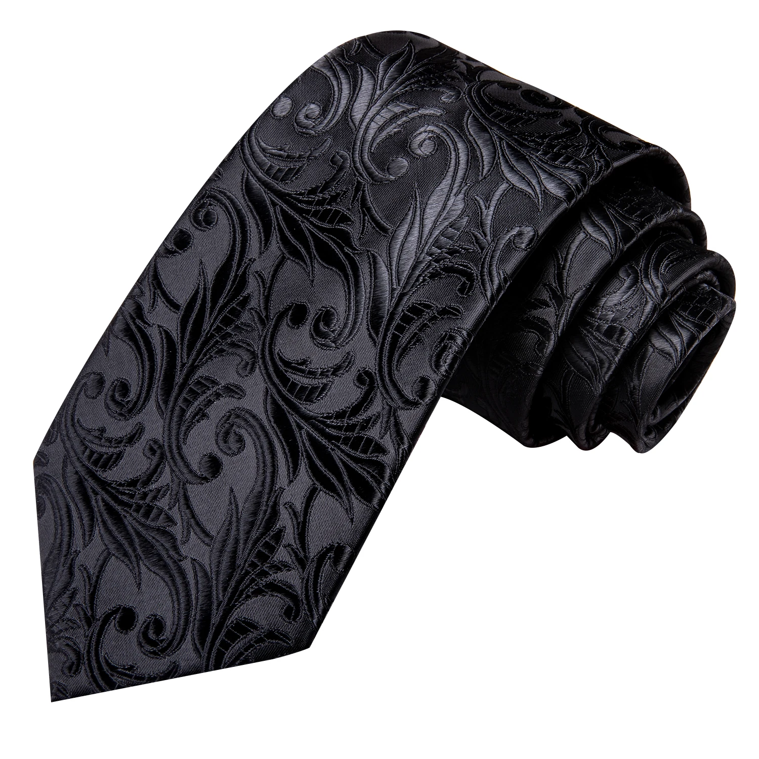 Hi-Tie Black Floral Paisley Silk Business Tie per uomo Handky Cufflink Set elegante cravatta da uomo Fashion Designer Business Party