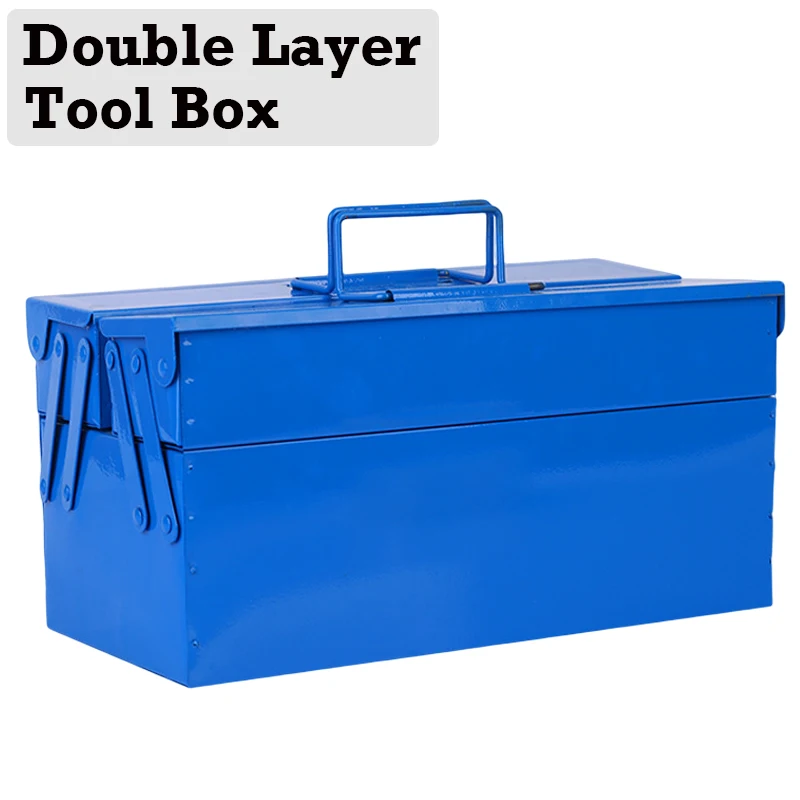 1PC Blue Double Layers Tool Box Multifunctional Metal Storage Box Household Electrician Hardware Maintenance Tools Box