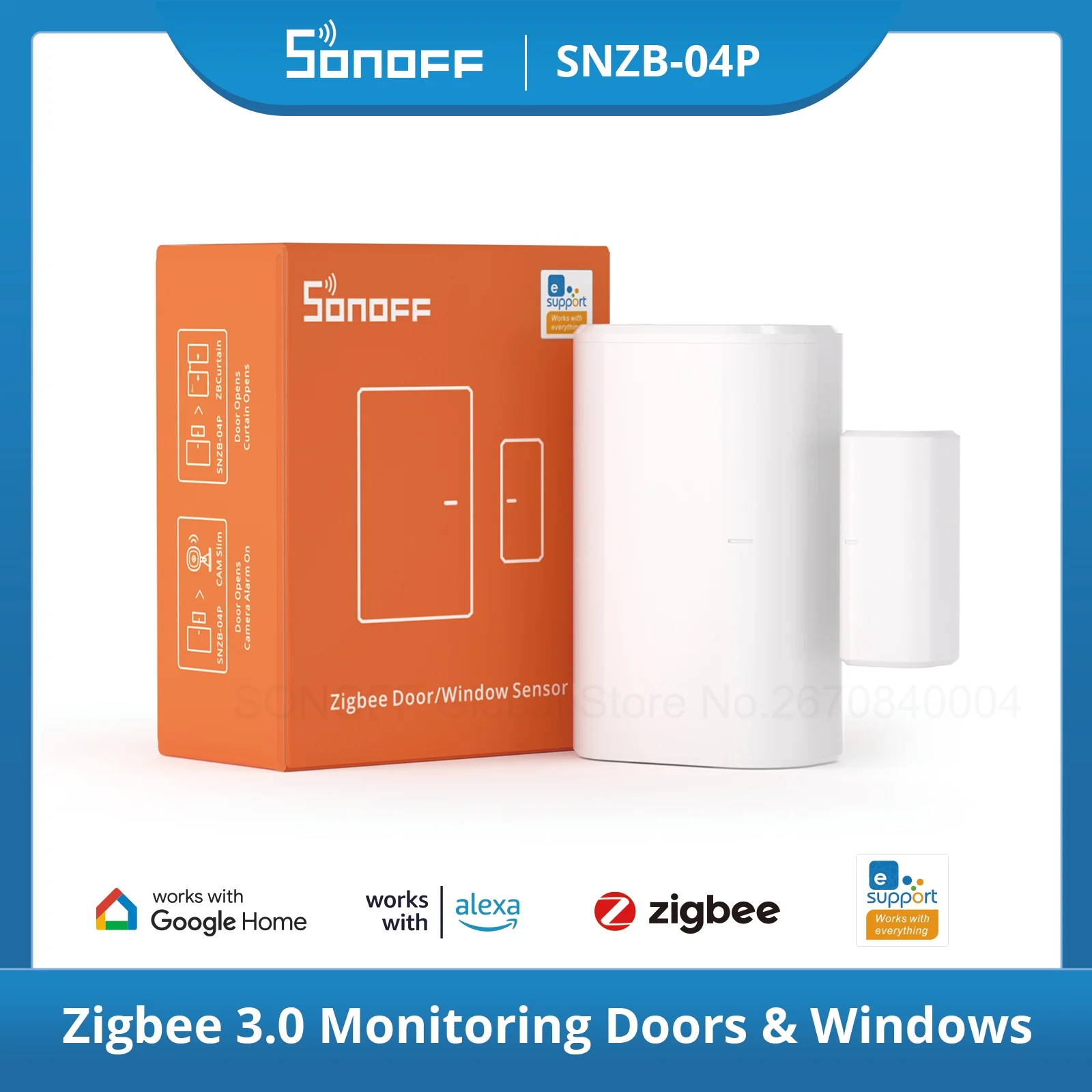 SONOFF SNZB-04P, Zigbee, Sensor jendela pintu, keamanan rumah, pemberitahuan peringatan, adegan cerdas lokal, Alexa, Google Home