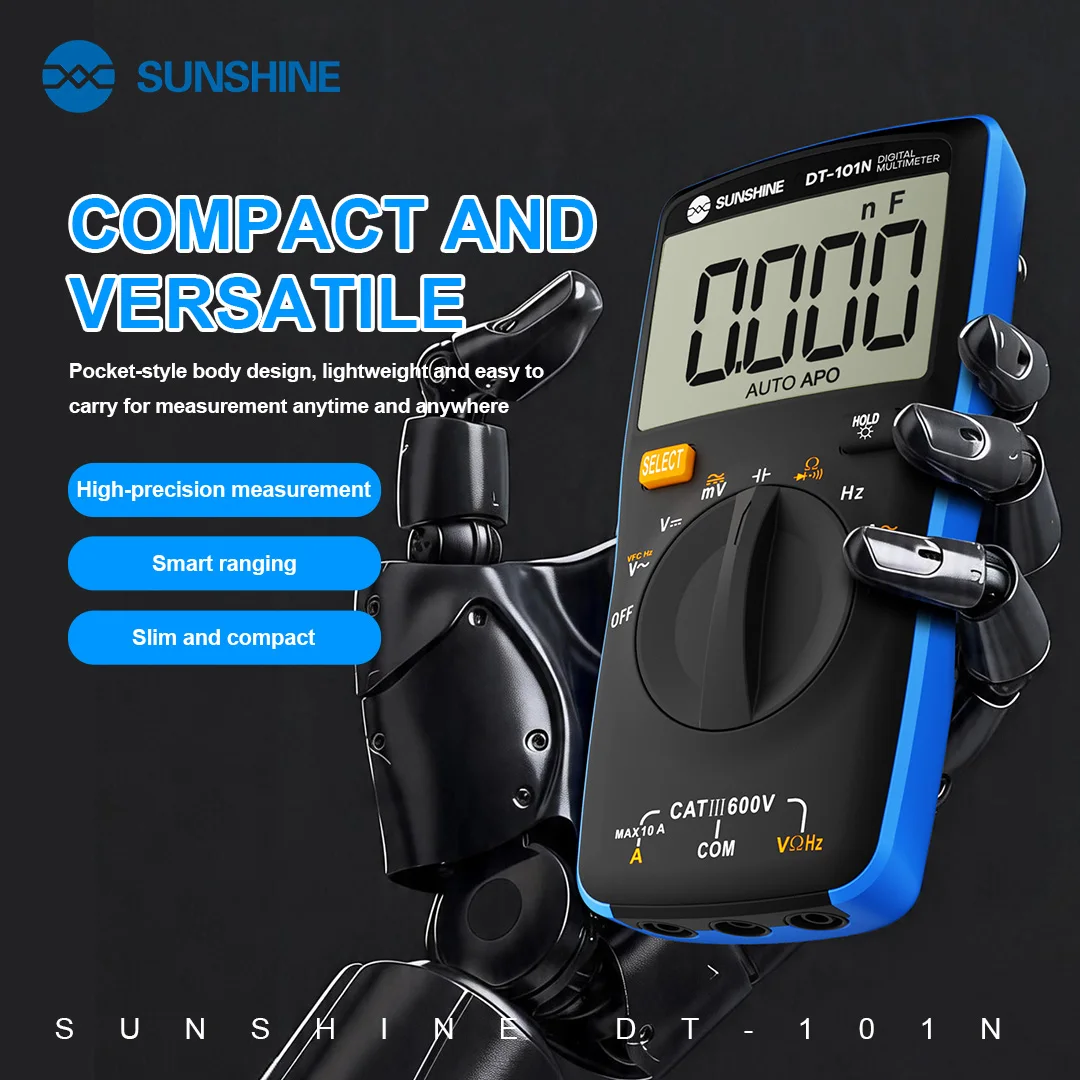 

SUNSHINE DT-101N Auto-ranging Multimeter High-precision Measurement Automatic Digital Instrument Tester for Repair Tools