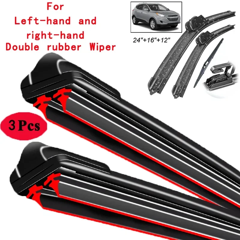 

Car Wiper Front & Rear Wiper Blades Set Kit For Hyundai Tucson MK2 ix35 2010 - 2015 Windshield Windscreen Window 24"+16"+12"