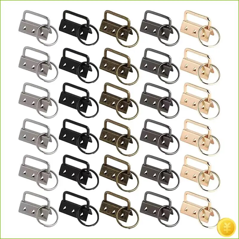 30 Pack 5 Color Metal Ribbon Hanging Clip Keychain Hardware With Key Ring DIY Tools