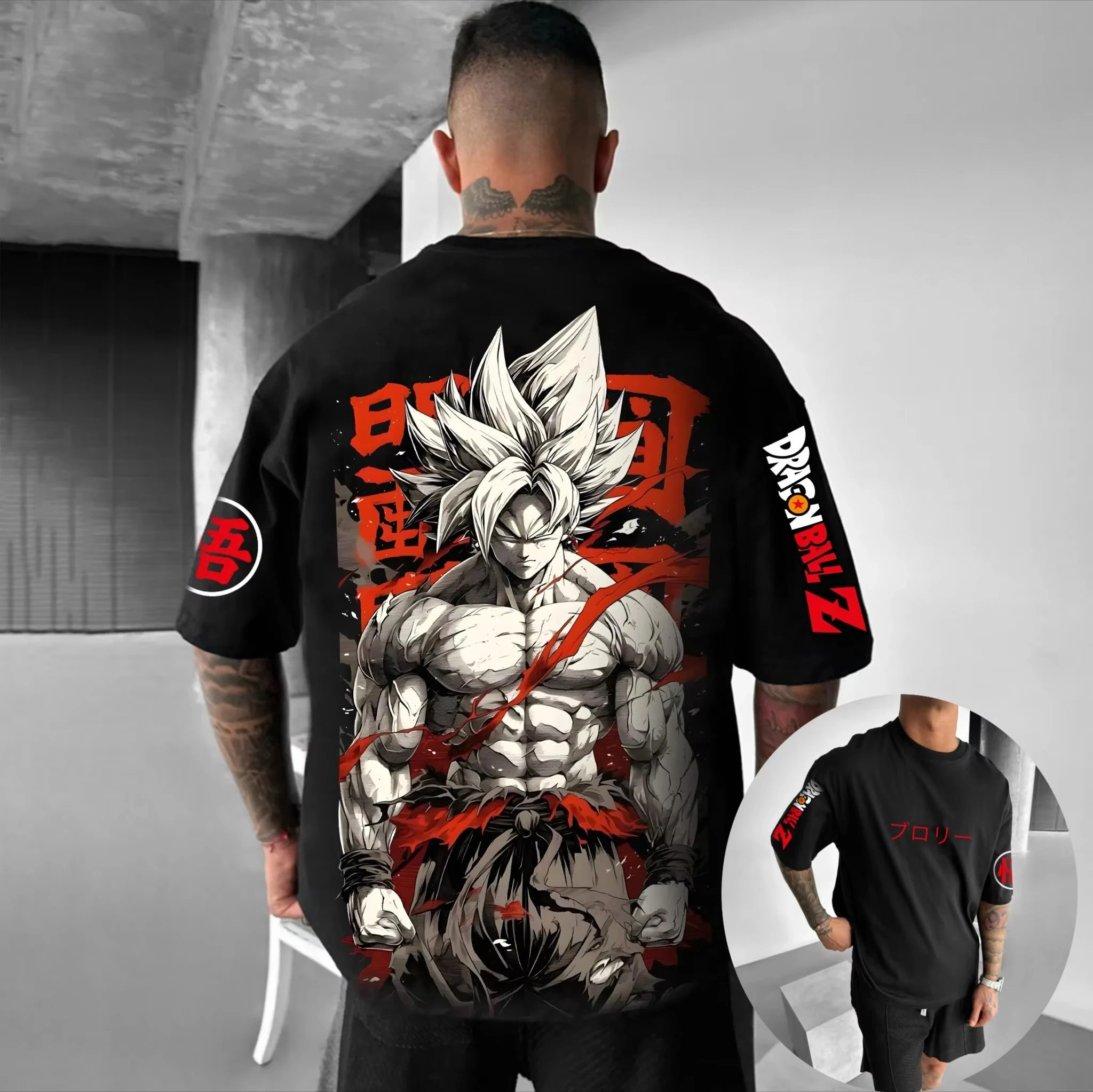 2026 Neujahr Dragon Ball Super Race Rock Wukong 100% Baumwolle Bedrucktes T-Shirt für Herren Neues Anime-Print Lässiges Lockeres Plus-Size-Oberteil