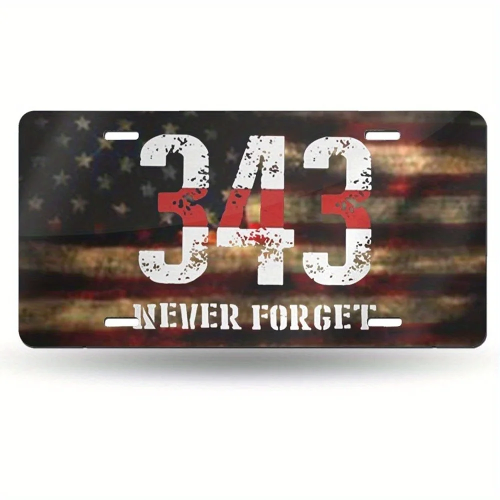 2D Flat - [Open ]2D Flat - Single Piece 343 Never Forgets Firefighter Memorial 9/11 Commemorative Metal Plaque Patriotic America