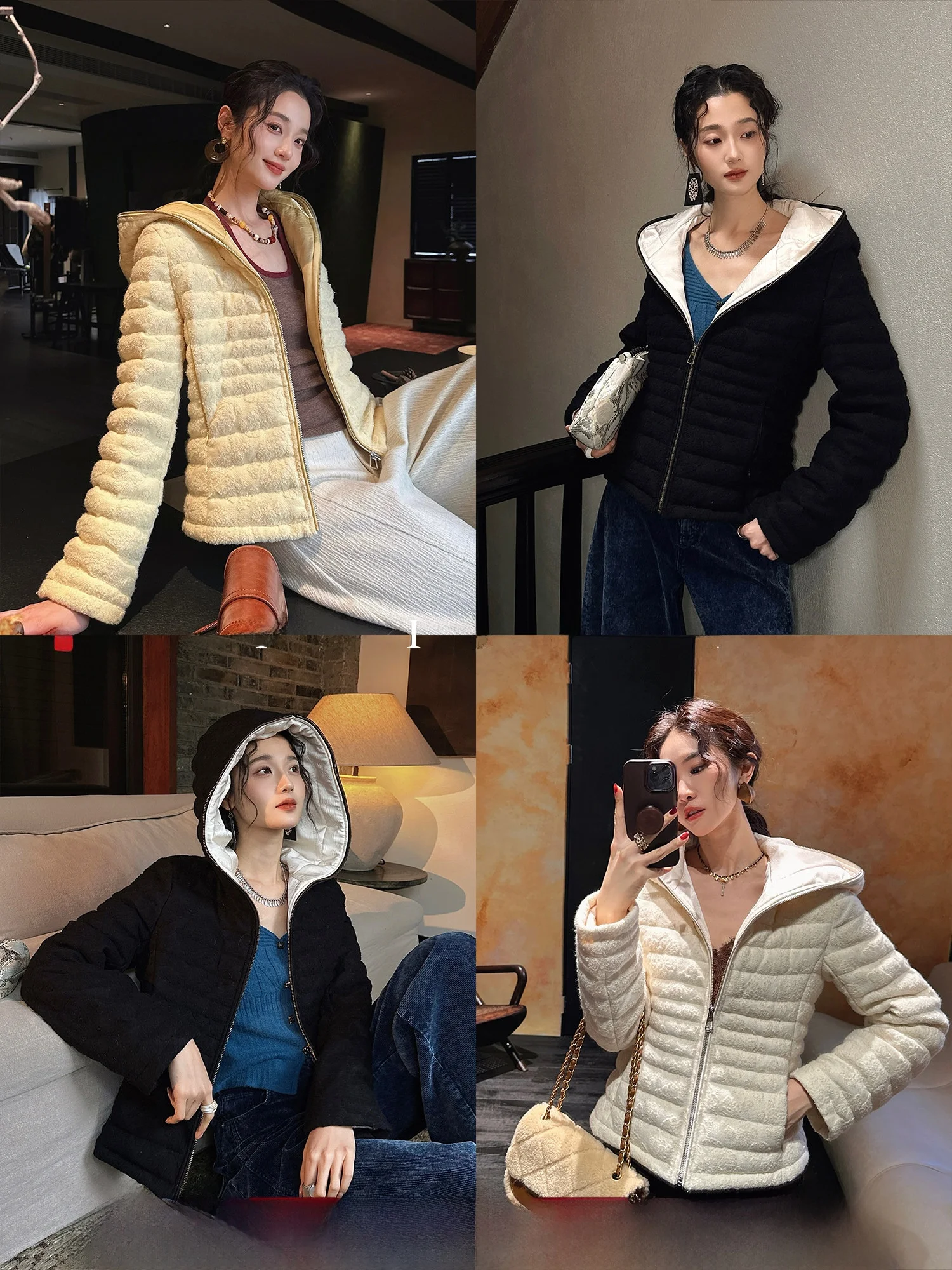 Sanji Bla Flower Cloud Bone down Jaet, Chaqueta de Invierno de Lana Bordada con Peluche y Cintura Ajustable, Colección 2026, Muy Atractiva para Mujer