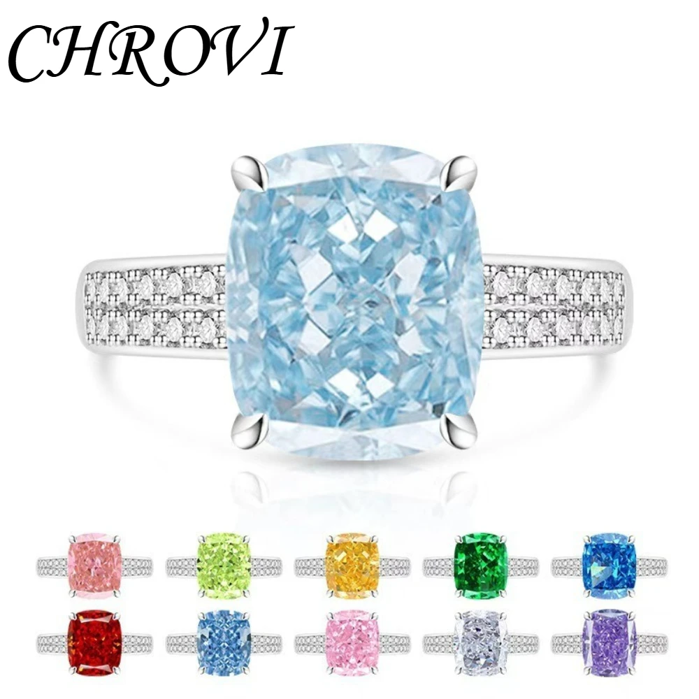 Luxury-Style 925 Sterling Silver Gemstone Ice Flower Ring - Extremely Glowing, Fashionable, Extra Large Round Finger Ring