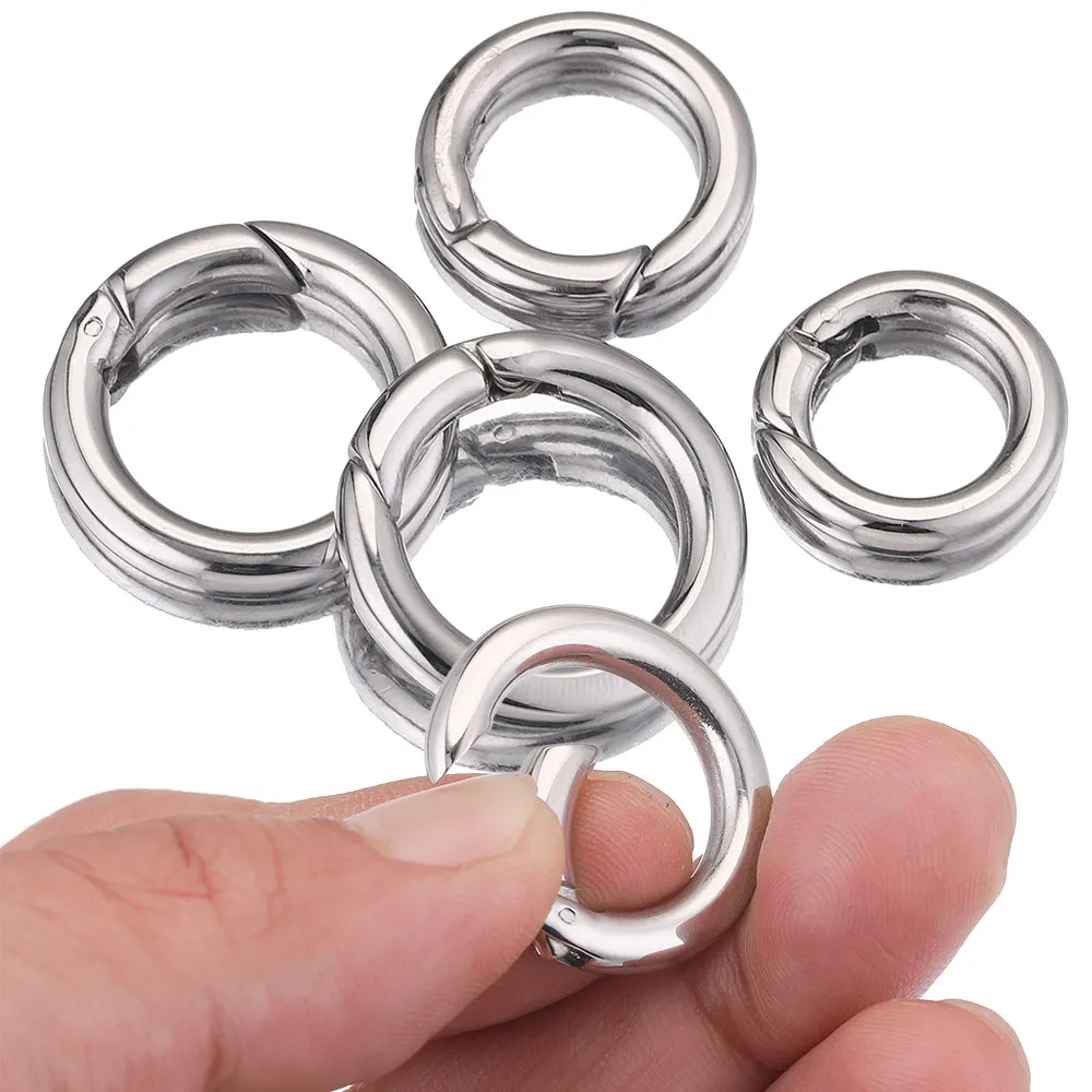 Stainless Steel Round O Ring Spring Clasps Keychain Bag Clips Hook Chain Buckles Lobster Clasp Connector for DIY Jewelry Making