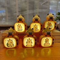 TV Style Capybara Luminous Ornaments Lotus Backpack Capybara Light Decor Night Light Plastic Cute Animal Ornaments Party