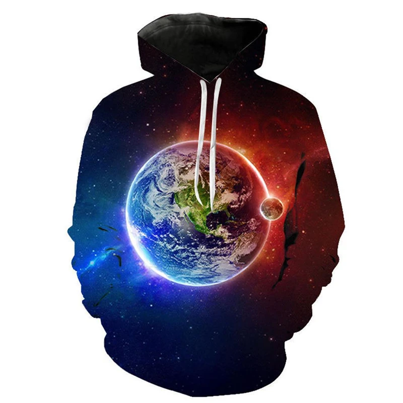 Fashion Earth Pattern Hoodies For Men Trend Autumn Long Sleeve Kids 3D Printed Hoodie Loose Streetwear Oversized Sweatshirts