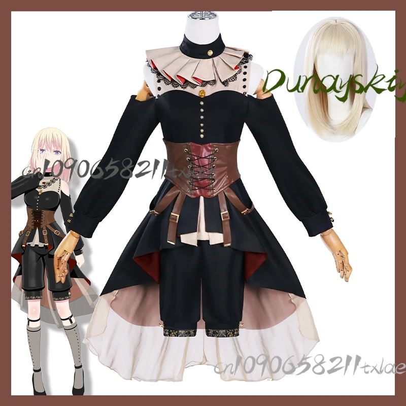 

^Ave Mujica Triangle Initial Hana Stage COS Costume Full Set with Wig Anime 2D Concert Outfit Halloween COS Special