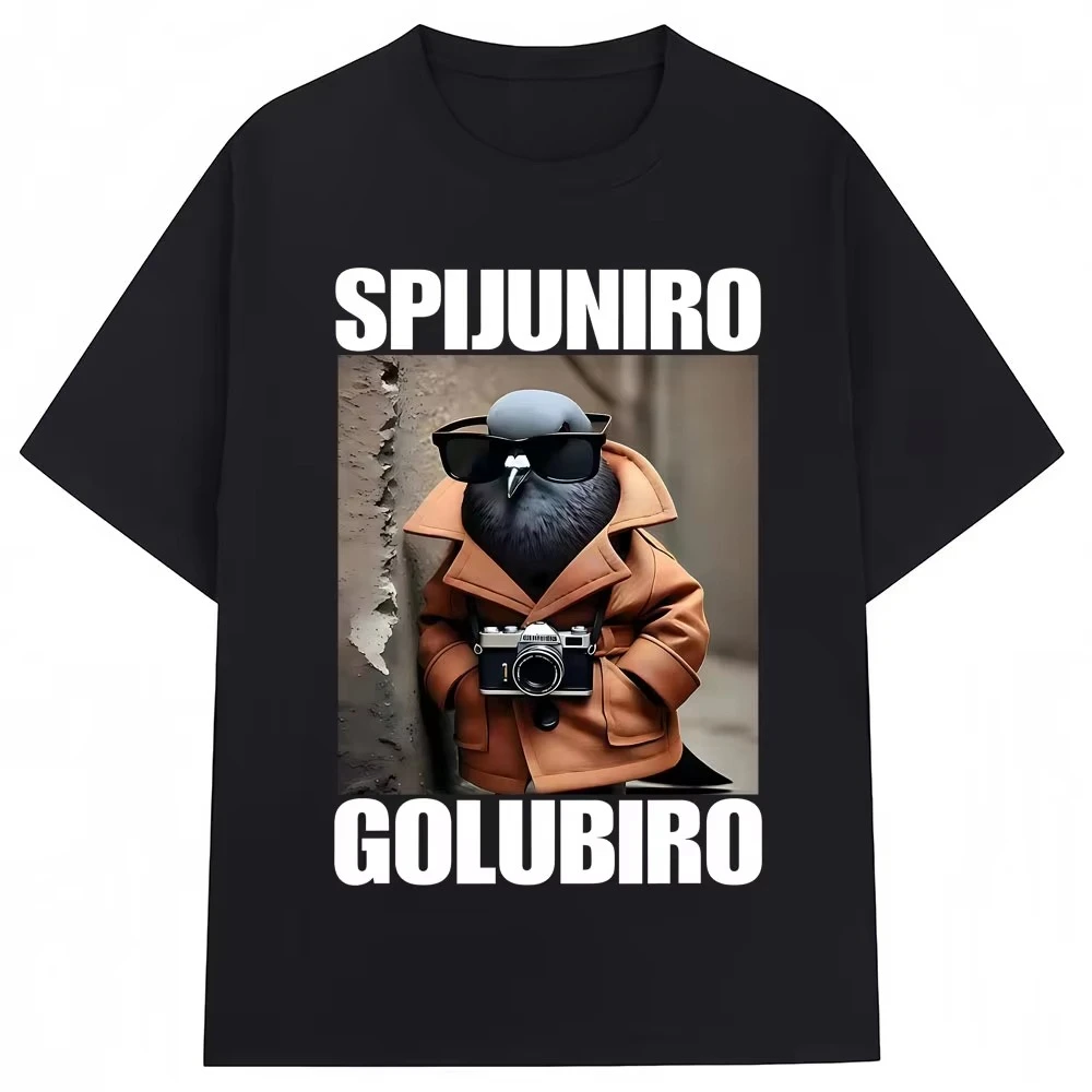 

2025 Spijuniro Golubiro Funny Italian Brainrot Meme T Shirt Humor Pigeon Graphic Men's Novelty T-shirts Fashion Soft Cotton Tees