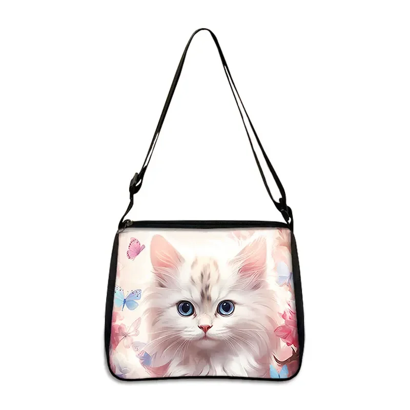 Cute Persian/Siamese Cat Handbags for Travel Scottish British Cat Messenger Bag Kitten Shoulder Bag Crossbody Bag