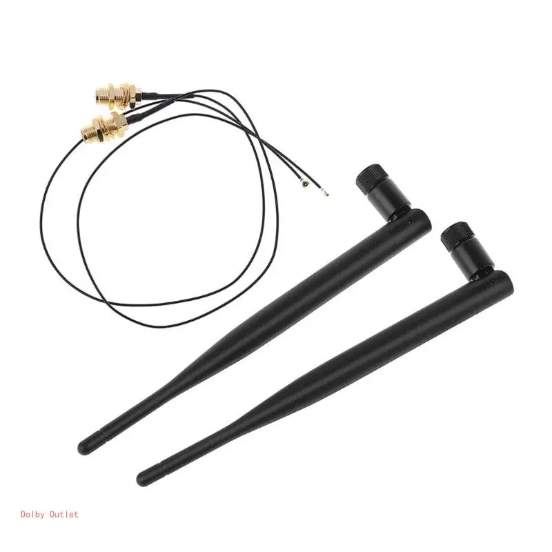 Dual Band Antenna 6dBi for WiFi Router RP-SMA 2.4GHz 5GHz +2 30cm U.fl / IPEX MHF4 Cable Rang Pigtail Antennas Set