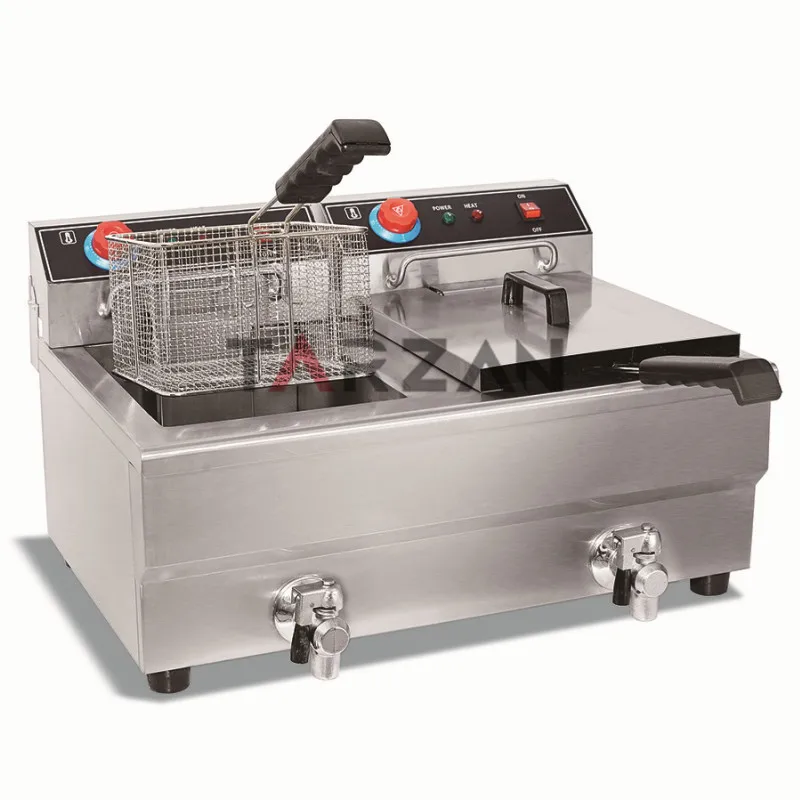 مقالي كهربائية عميقة قابلة للفصل صناعية 2 سلال آلات المقلاة الكهربائية العميقة التجارية