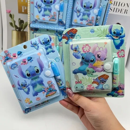 random 1pc stitch Notebook Cartoon Stationery Set Notebook and Ballpoint Pen Small Set Student Gift Stationery