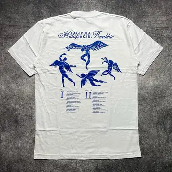 심플한 개성 패턴 프린트 티셔츠 여성용, 화이트 트렌드 스트리트, 다목적 오버사이즈 캐주얼 상의, 여름 신상