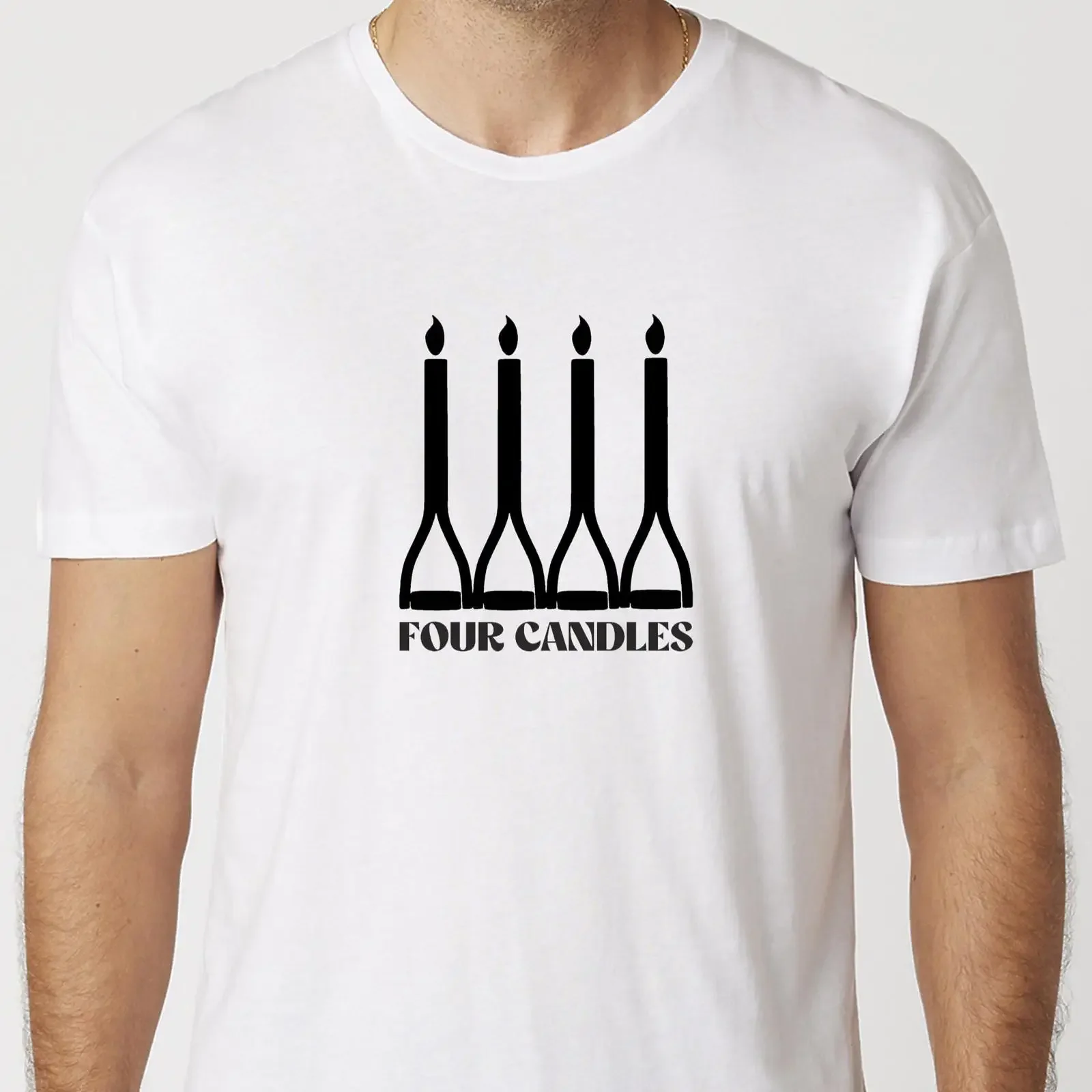 Four Candles T Shirt Black or White Uneek Fork Handles vintage Washed homme fashion Unisex streetwear Comfortable Slightly