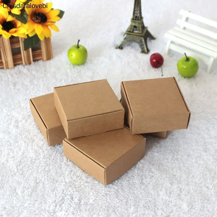 100pcs Black kraft paper craft box small white soap cardboard paper packing/package box brown candy gift jewelry packaging box