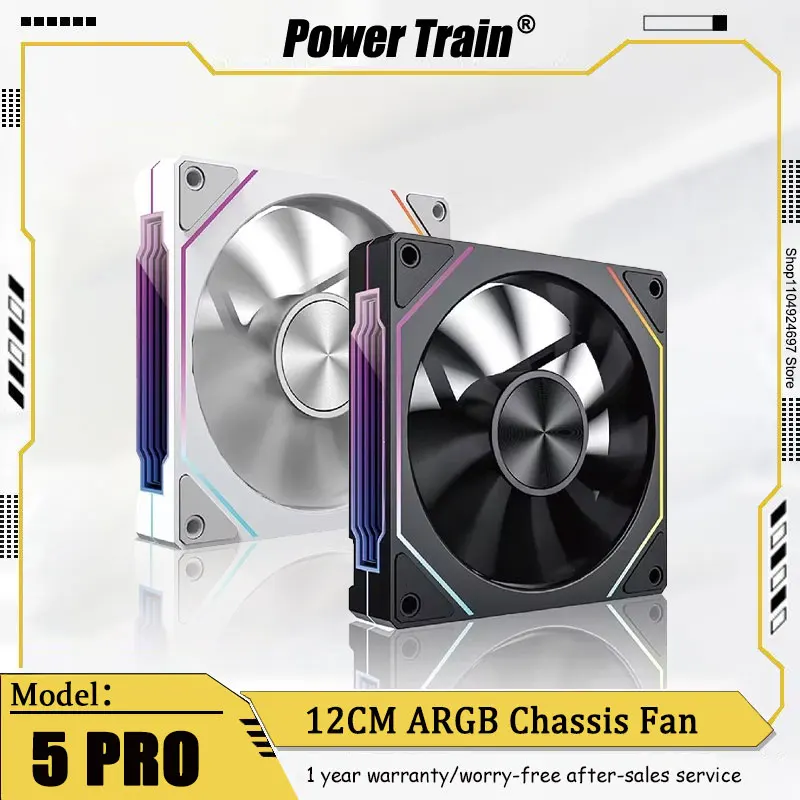 

Power Train Prism 5 PRO Вентилятор для корпуса 12 см ARGB Shenguang Синхронный ШИМ Интеллектуальная регулировка скорости Вентилятор охлаждения вперед/назад