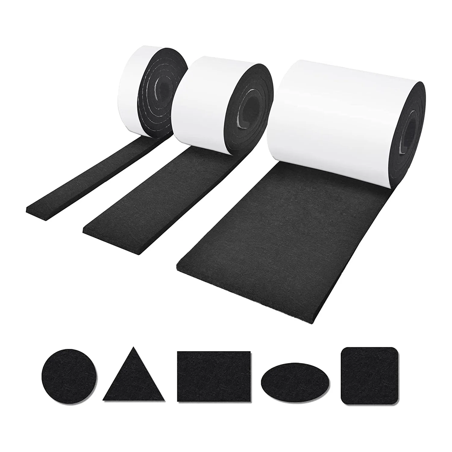 Self-Adhesive Felt Gliders 3 Rolls of Felt Gliders (100 x 10 cm + 100 x 5 cm + 100 x 2 cm) 5 mm Self-Adhesive for Chairs