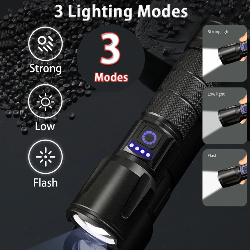 High Powered LED Flashlights Super Bright Tactical Flashlight Rechargeable,Torch Zoomable Waterproof Flash Lights for outdoor