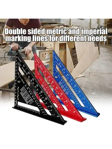1pc 7 Inch Speed Square Ruler, Aluminum Alloy Triangle Layout Tool, Precision Angle Measuring for Carpentry Woodworking