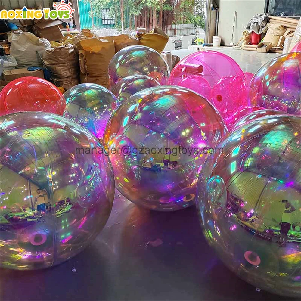 0.6-3m Giant Inflatable Mirror Ball Transparent Pink Hanging Balloon For Wedding Party Stage Advertising Decoration Events