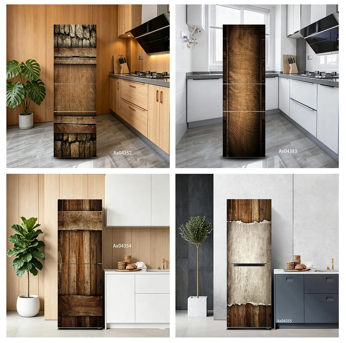 Rustic Distressed Reclaimed Wood Plank Self Adhesive Fridge Door Wrap Sticker Full Door Cover Wallpaper Home Cabinets Decoration