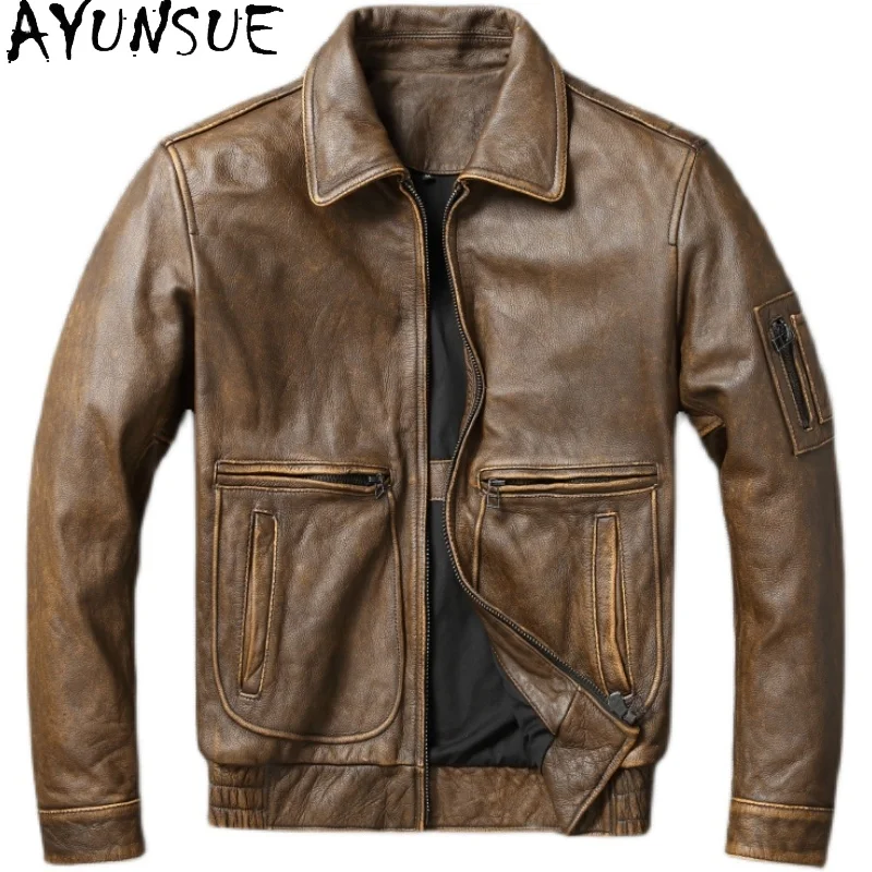 

AYUNSUE Leather Jacket Men Clothing Spring Autumn Bomber Jacket Fashion Short Coats Motorcycle Jackets Jaqueta Masculina 2024