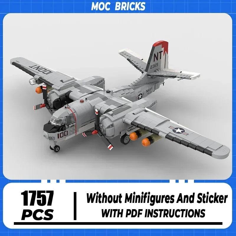 

Moc Building Blocks Military Series 1:35 Scale S-2 Tracker Model Technology Bricks DIY Assembly Patrol Aircraft Toys Gifts