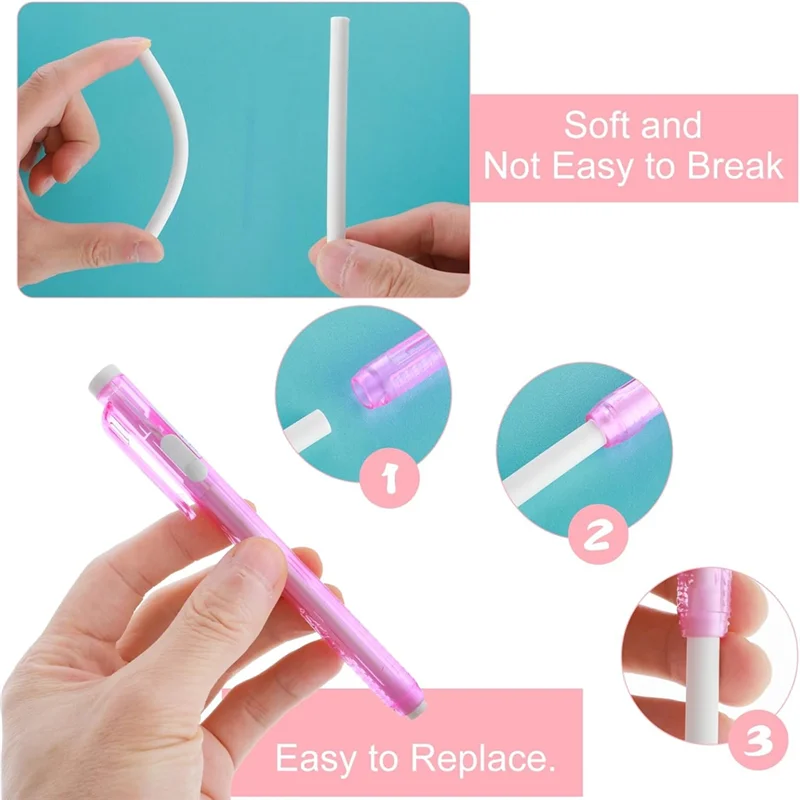 Practical-12 Pack Retractable Mechanical Eraser Pens, 2 Pen Erasers With 10 Replacement Eraser Refills For School Home Office