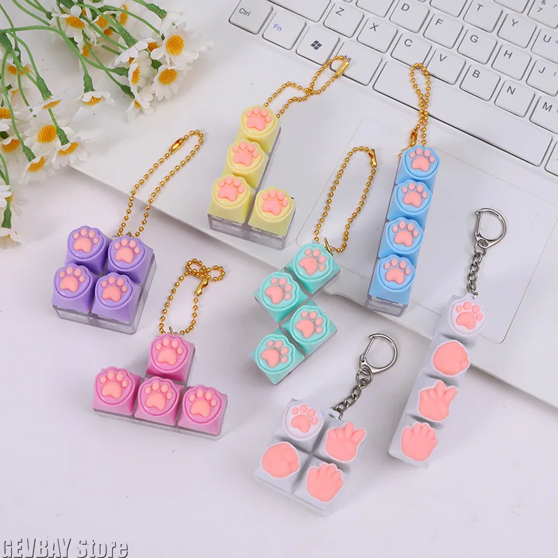 Cat's Claw Keychain Decompression Toy Silicone Material Mechanical Keyboard Button Pinch Keycaps for Mice Keyboards Accessories