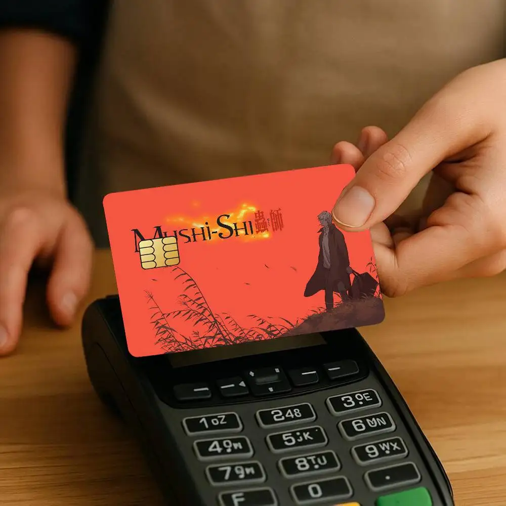 أنيمي موشي شي ملصقات بطاقة الائتمان الجلد لحافلة البنك مترو 4 قطعة غطاء فيلم هدية